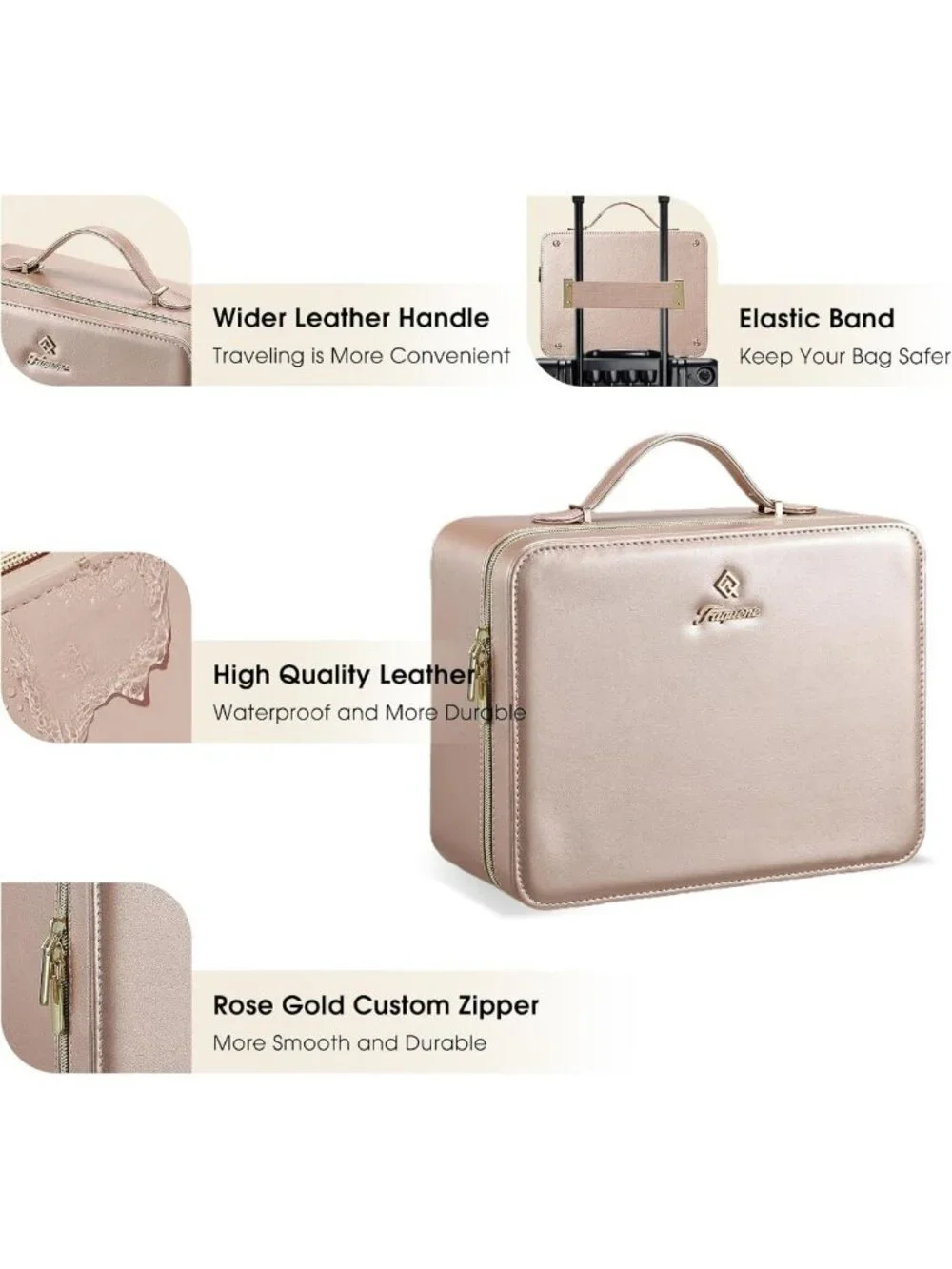 LED Makeup Case with Adjustable Brightness Mirror, Travel Cosmetic Organizer